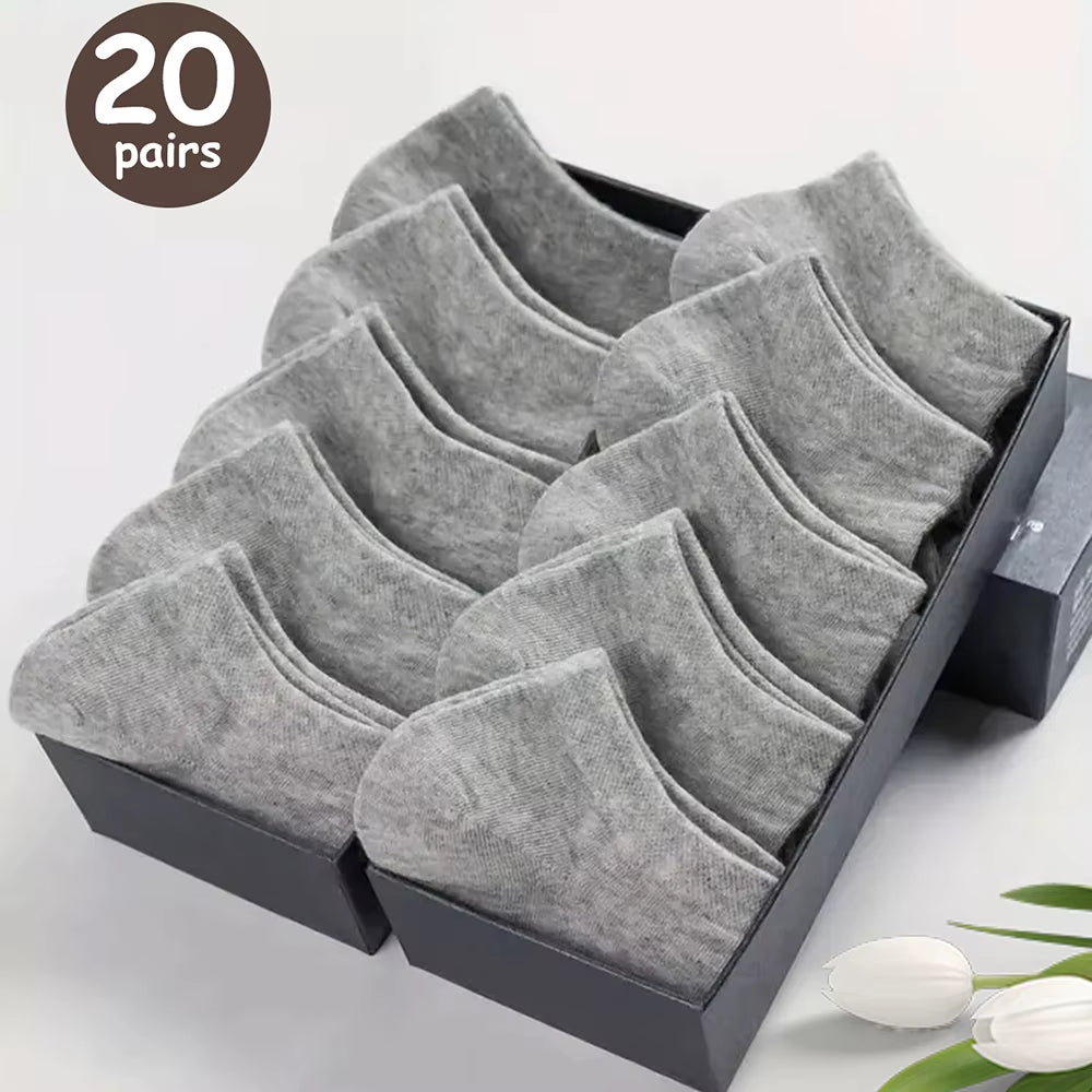 10/20/30/40/50 Pairs of Breathable Deodorant Men'S Low Cut Ankle Socks - Sweat Wicking and Comfortable Summer Wear